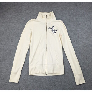 Vintage Abercrombie & Fitch Sweater Womens Large Zip Y2K Modal Embroidered Logo